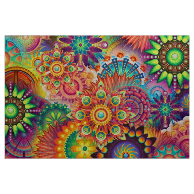 Tissu Motif funky rétro Abstrait Bohème (Yard)