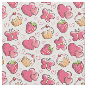Tissu motif gastronomique romantique