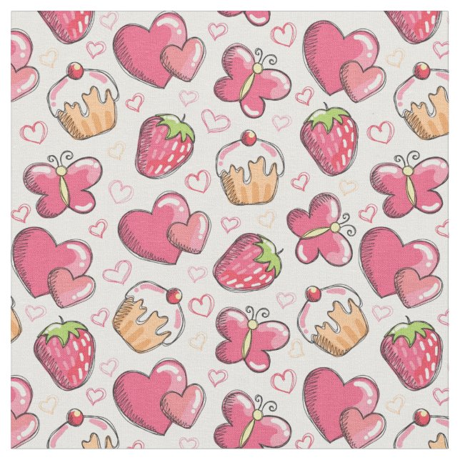 Tissu motif gastronomique romantique (Fermer)