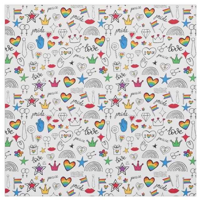 Tissu Motif gay pride Doodle (Échantillon)
