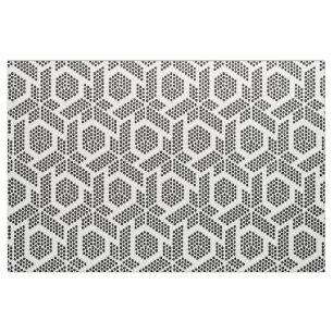 Tissu Motif géométrique à points blancs en noir