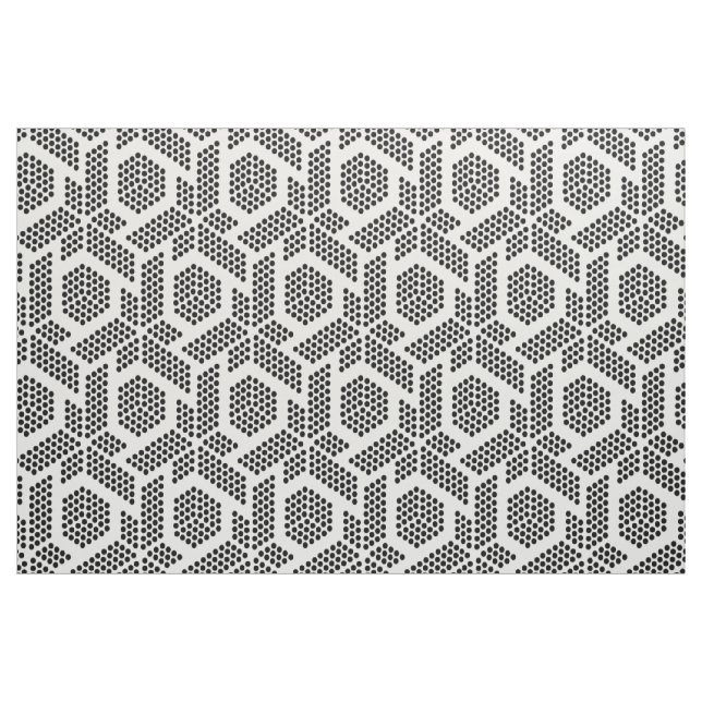 Tissu Motif géométrique à points blancs en noir (Fat Quarter)