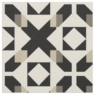 Tissu Motif géométrique abstrait avec noir contrasté