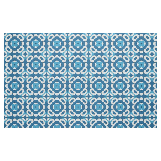 Tissu Motif géométrique abstrait bleu et blanc (Fat Quarter)