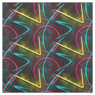 Tissu Motif géométrique abstrait du néon 80s