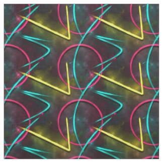 Tissu Motif géométrique abstrait du néon 80s