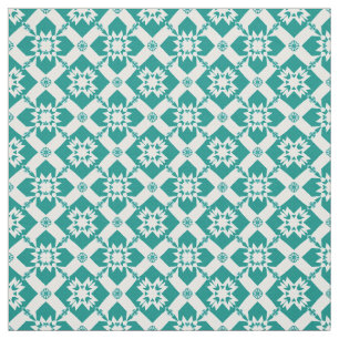 Tissu Motif Géométrique Abstrait en Blanc et Vert