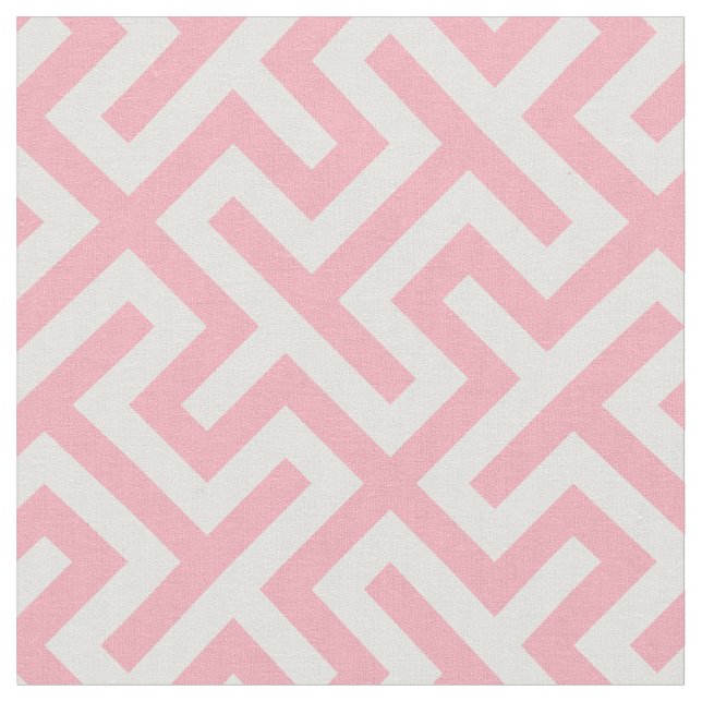 Tissu motif géométrique abstrait rose et blanc (Fermer)