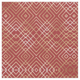 Tissu Motif géométrique Art déco rouge chinois moderne