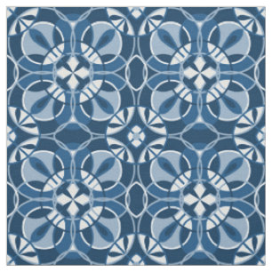 Tissu Motif géométrique bleu classique