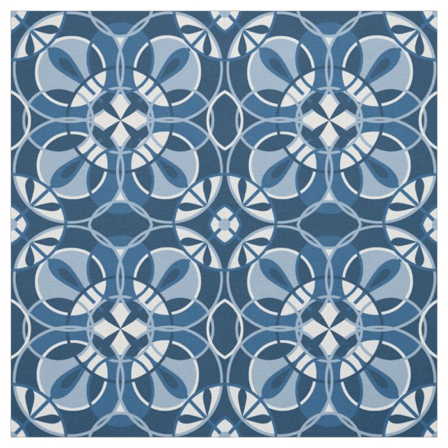 Tissu Motif géométrique bleu classique (Échantillon)
