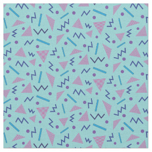 Tissu Motif géométrique bleu de style Memphis des années