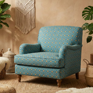 Tissu Motif géométrique Boho Elegant Bleu & Jaune