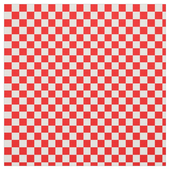 Tissu Motif géométrique croate rouge blanc Checkers (Échantillon)