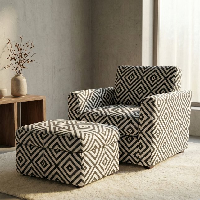 Tissu Motif géométrique d'art rayé noir et blanc (Créateur téléchargé)