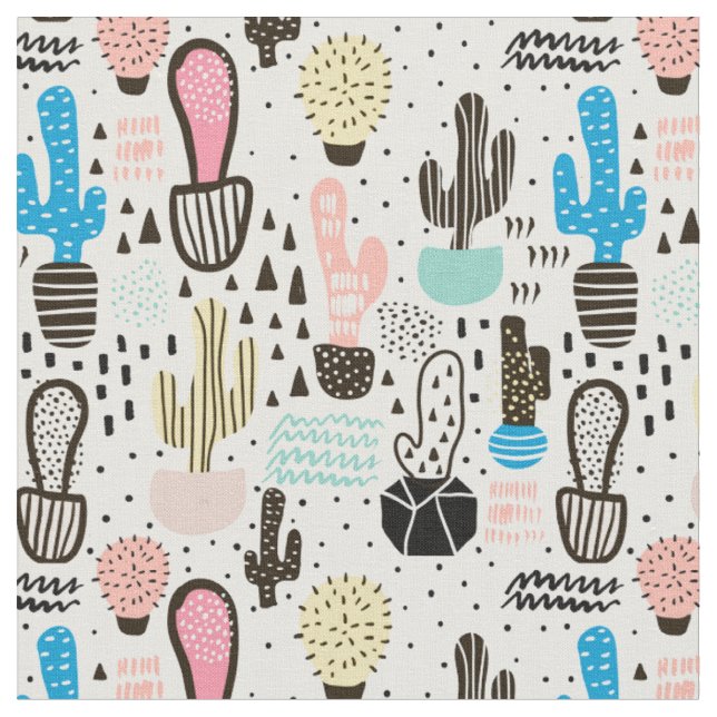 Tissu Motif géométrique de cactus moderne (Fermer)