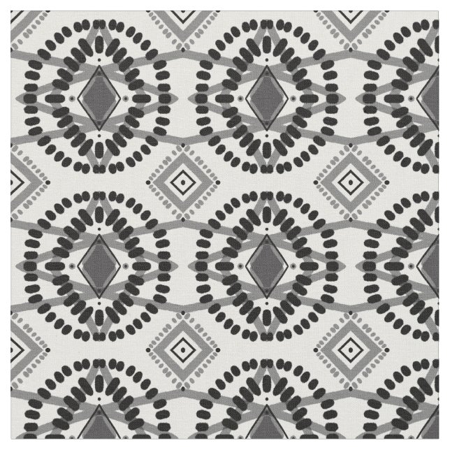 Tissu Motif géométrique de flux noir et blanc (Fermer)