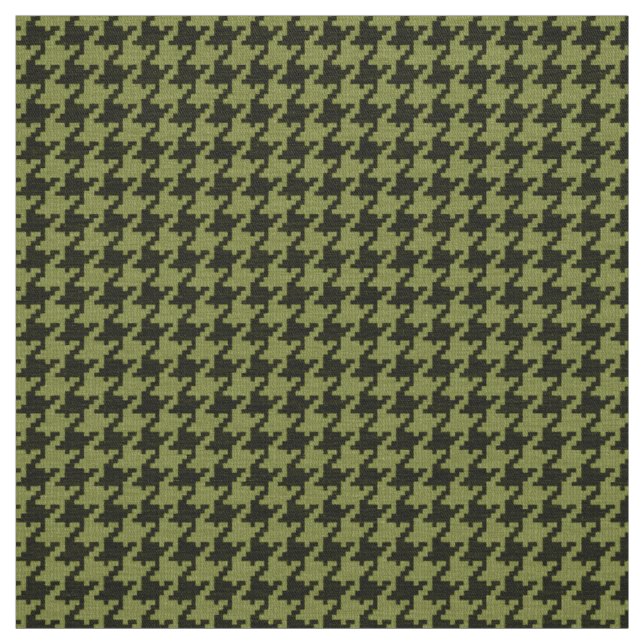 Tissu Motif géométrique de pied-de-poule vert et noir (Échantillon)