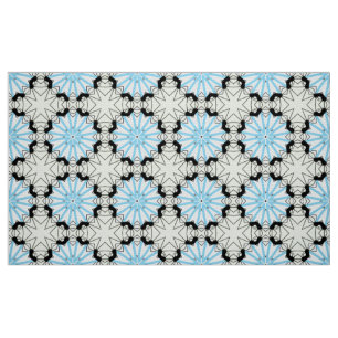 Tissu Motif géométrique décoratif bleu et noir