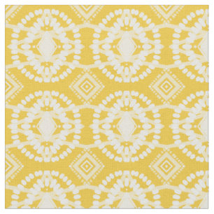 Tissu Motif géométrique des flux de moutarde et blanc
