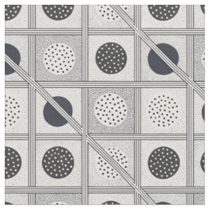 Tissu Motif géométrique en grille monochrome noir et bla