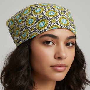 Tissu Motif géométrique en mosaïque jaune bleu noir et b