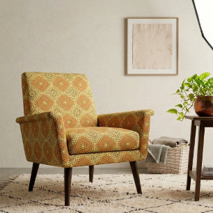 Tissu Motif géométrique en mosaïque jaune et orange