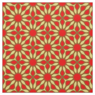 Tissu Motif géométrique en mosaïque jaune et rouge