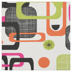 Tissu Motif géométrique funky du milieu du siècle modern
