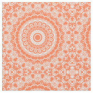 Tissu Motif géométrique mandala corail