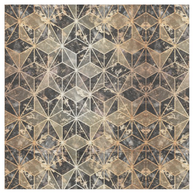 Tissu Motif géométrique marbre et or (Fermer)