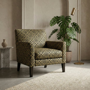 Tissu Motif Géométrique Marocain Or Et Noir