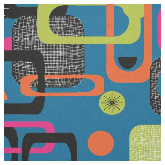 Tissu Motif géométrique moderne du milieu du siècle funk (Échantillon)