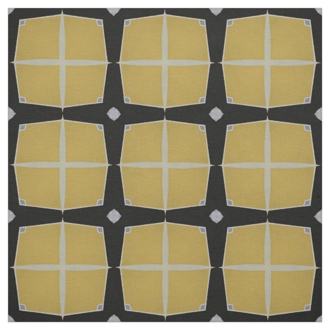Tissu Motif géométrique moderne jaune et noir (Échantillon)