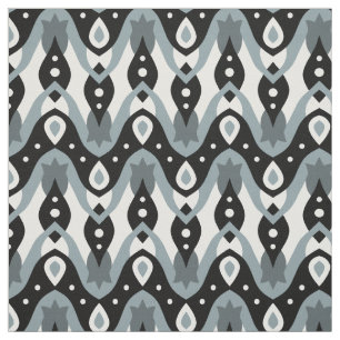 Tissu Motif géométrique noir, blanc et gris