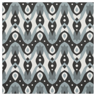 Tissu Motif géométrique noir, blanc et gris