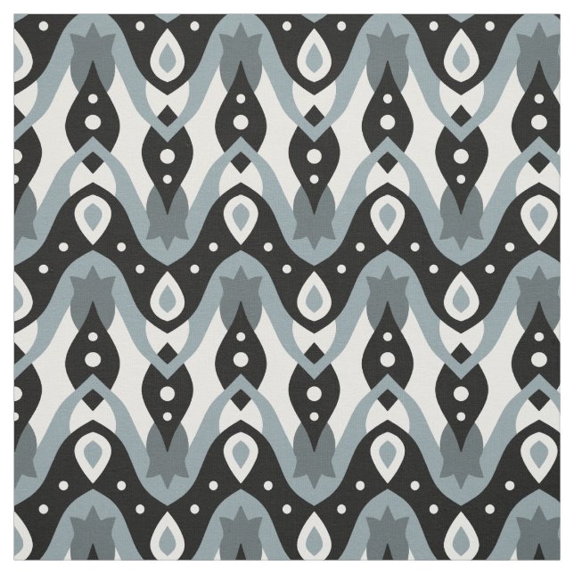 Tissu Motif géométrique noir, blanc et gris (Échantillon)