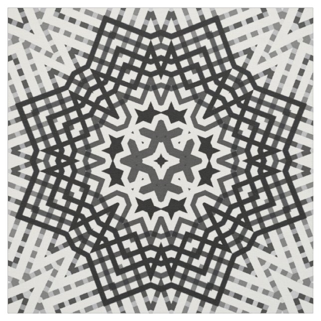 Tissu Motif géométrique noir et blanc (Échantillon)