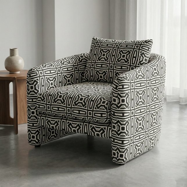 Tissu Motif géométrique Op Art Abstrait noir et blanc (Créateur téléchargé)