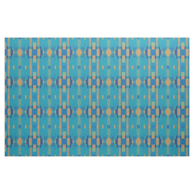 Tissu Motif géométrique orange de plaid de bleu de (Yard)