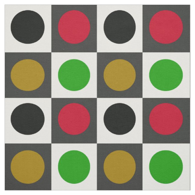 Tissu Motif géométrique rétro à points et cercles (Échantillon)