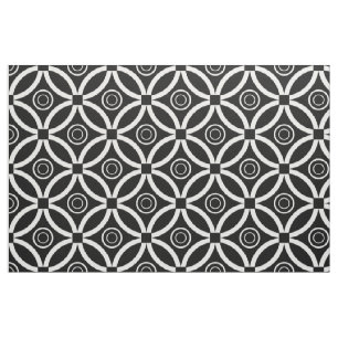 Tissu Motif géométrique Rétro Blanc Et Noir