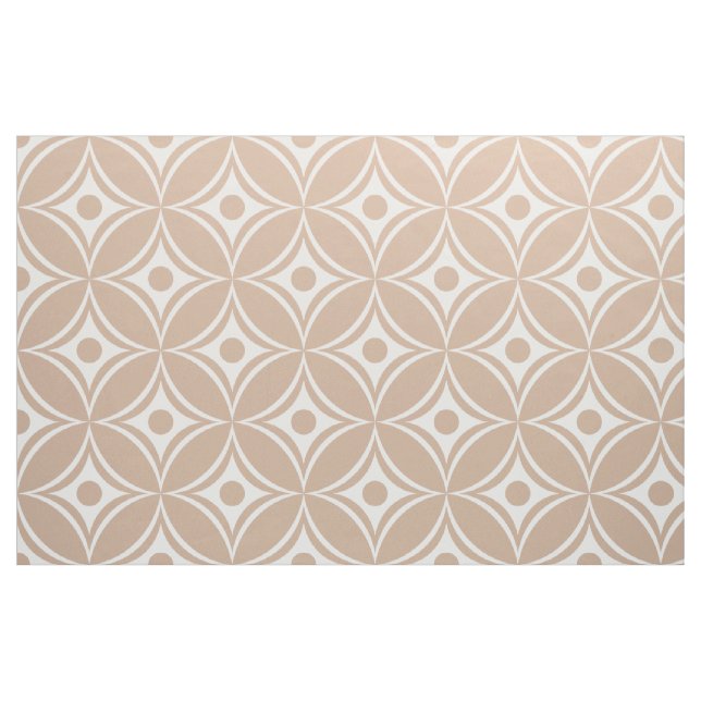 Tissu Motif Géométrique Rétro Blanc Et Tan (Fat Quarter)