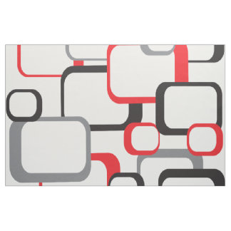 Tissu Motif géométrique rétro Carré rouge gris noir