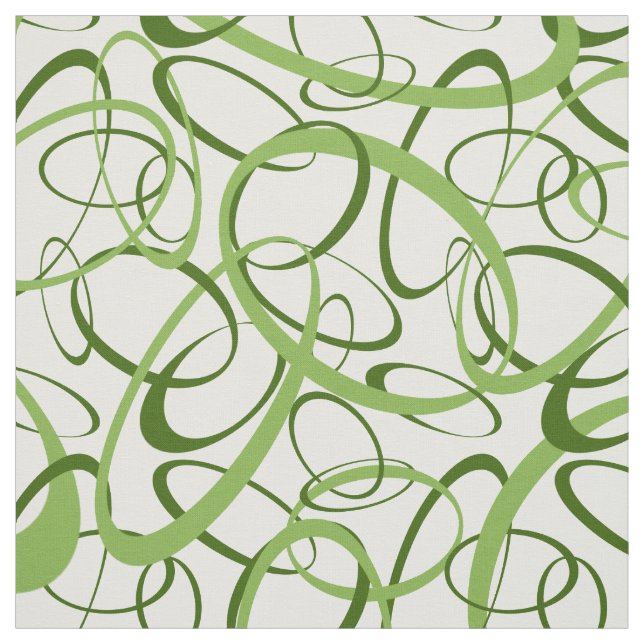 Tissu Motif géométrique rétro vert et blanc (Échantillon)
