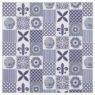 Tissu Motif géométrique Shabby Chic Blue Sunflower