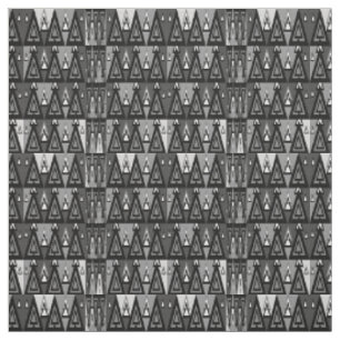 Tissu Motif géométrique triangulaire gris et noir,