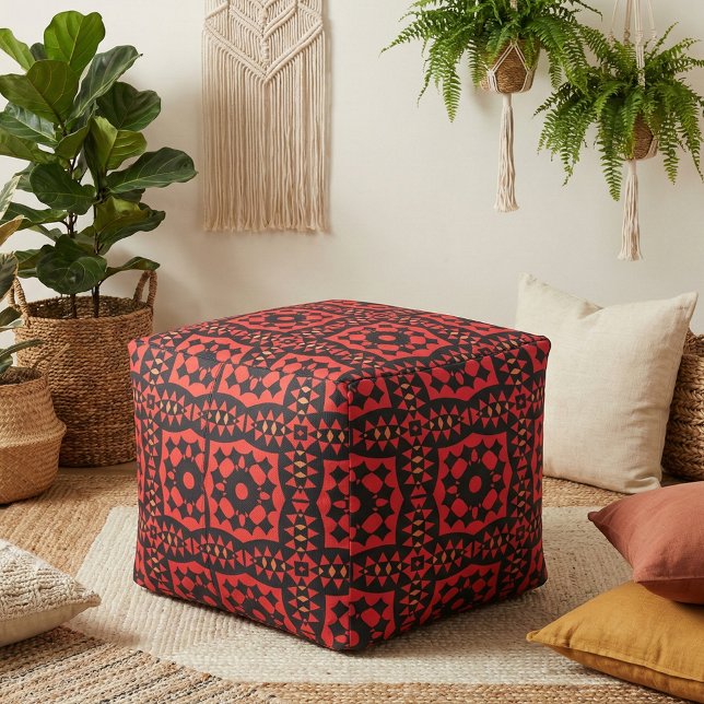 Tissu Motif géométrique tribal rouge et noir (Créateur téléchargé)