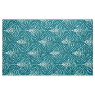 Tissu Motif géométrique Turquoise & Blanc Art Déco