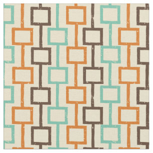 Tissu Motif géométrique turquoise Brown orange rétro 